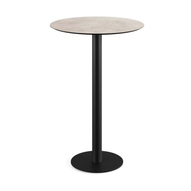 Veba - Urban mange-debout avec piètement noir + plateau rond HPL Moonstone Ø70 cm