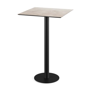 Veba - Urban mange-debout avec piètement noir + plateau carré HPL Moonstone 70x70 cm