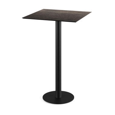 Veba - Urban mange-debout avec piètement noir + plateau carré HPL Riverwashed Wood
