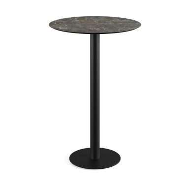 Veba - Urban mange-debout avec piètement noir + plateau rond HPL Galaxy Marble