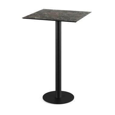 Veba - Urban mange-debout avec piètementnoir + plateau rond HPL Galaxy Marble