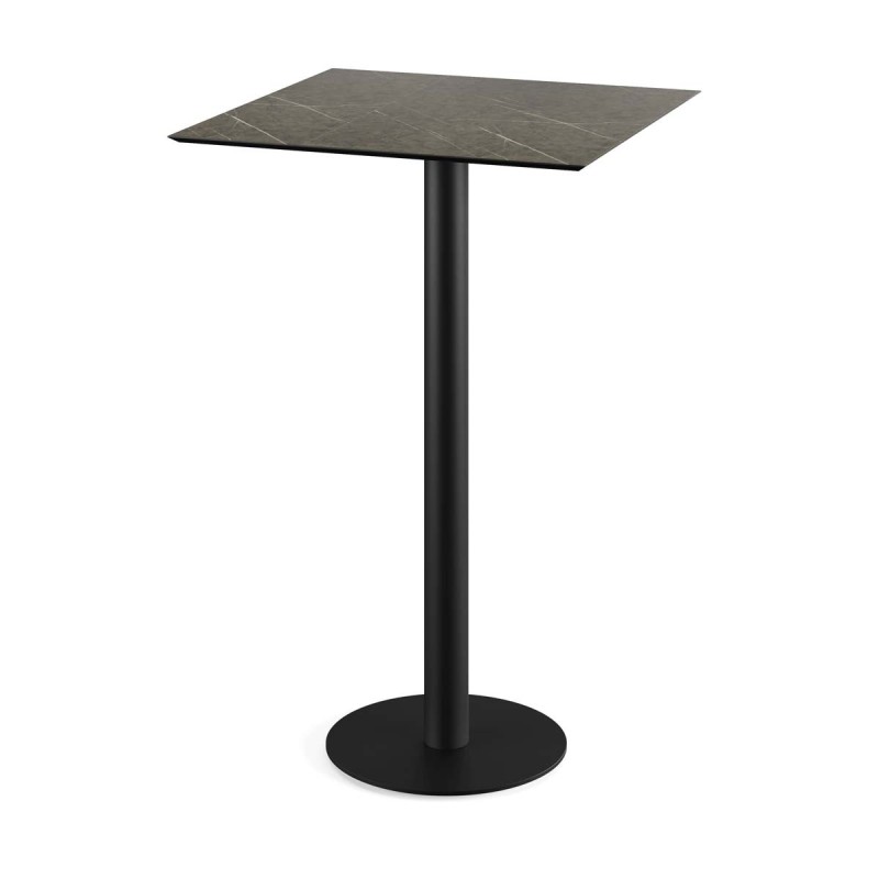 Veba - Urban mange-debout avec piètement noir + plateau carré HPL Midnight Marble