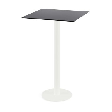Veba - Urban mange-debout avec piètement blanc + plateau carré HPL noir