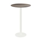 Veba - Urban mange-debout avec piètement blanc + plateau rond HPL Tropical Wood