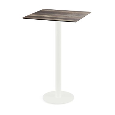 Veba - Urban mange-debout avec piètement blanc + plateau carré HPL Tropical Wood
