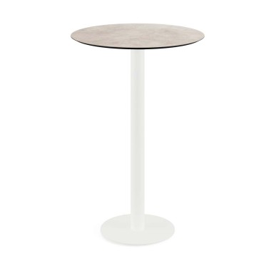 Veba - Urban mange-debout avec piètement blanc + plateau rond HPL Moonstone