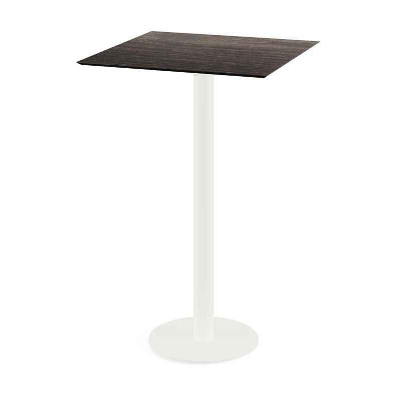 Veba - Urban mange-debout avec piètement blanc + plateau carré HPL Riverwashed Wood