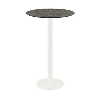 Veba - Urban mange-debout avec piètement blanc + plateau rond HPL Galaxy Marble