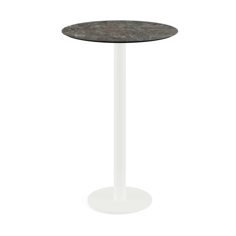 Veba - Urban mange-debout avec piètement blanc + plateau rond HPL Galaxy Marble