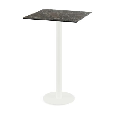 Veba - Urban mange-debout avec piètement blanc + plateau carré HPL Galaxy Marble
