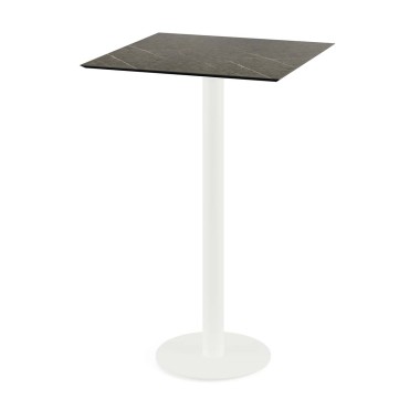 Veba - Urban mange-debout avec piètement blanc + plateau carré HPL Midnight Marble