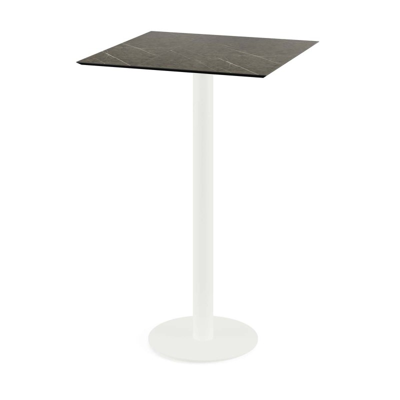 Veba - Urban mange-debout avec piètement blanc + plateau carré HPL Midnight Marble