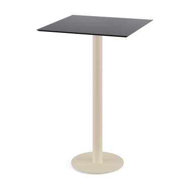 Veba - Urban mange-debout avec piètement sable + plateau carré HPL noir