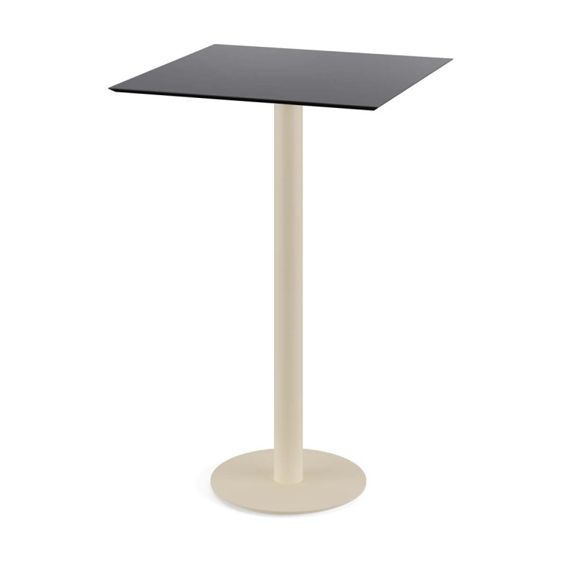 Veba - Urban mange-debout avec piètement sable + plateau carré HPL noir