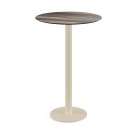 Veba - Urban mange-debout avec piètement sable + plateau rond HPL Tropical Wood HPL