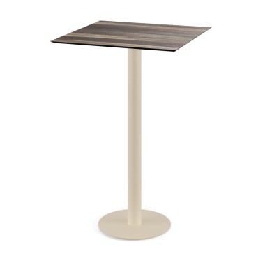 Veba - Urban mange-debout avec piètement sable + plateau carré HPL Tropical Wood