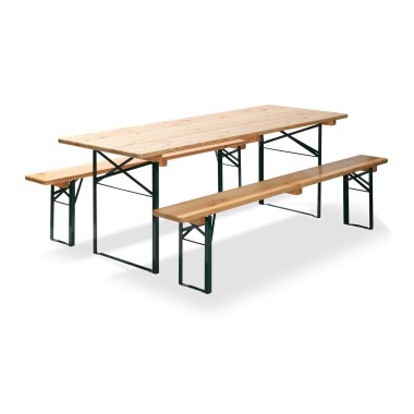 Veba - 1 table & 2 bancs pliables - Profondeur 700 mm