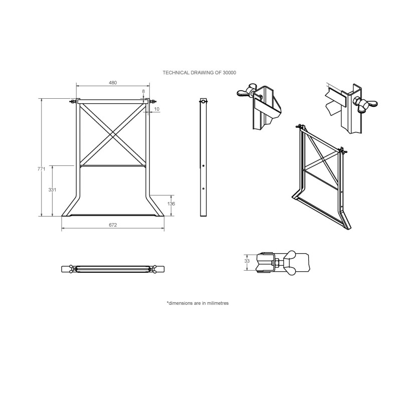Veba - Set de réhausse de table de brasseur - cornières d'angle en acier