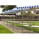 Veba - Étal de marché Professional Bleu-Blanc structure en acier bâche PVC ignifuge plateau en bois d'épicéa