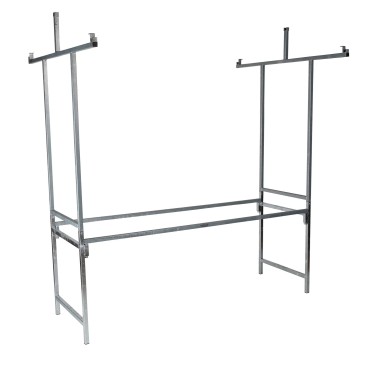 Veba - Étal de marché Professional Bleu-Blanc structure en acier bâche PVC ignifuge plateau en bois d'épicéa