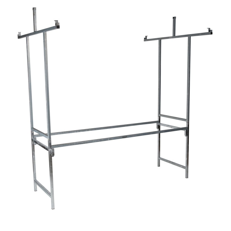 Veba - Étal de marché Professional Bleu-Blanc structure en acier bâche PVC ignifuge plateau en bois d'épicéa