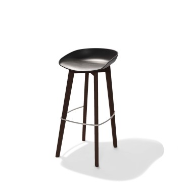 Veba - Keeve tabouret de bar sans dossier Noir structure foncée en bois de bouleau et assise en plastique