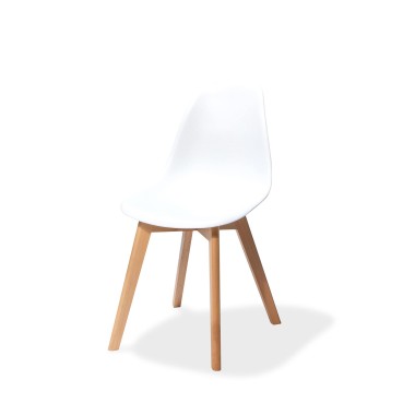 Veba - Keeve chaise empilable sans accoudoirs Blanc structure en bois de bouleau et assise en plastique