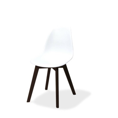 Veba - Keeve chaise empilable sans accoudoirs Blanc structure foncée en bois de bouleau et assise en plastique