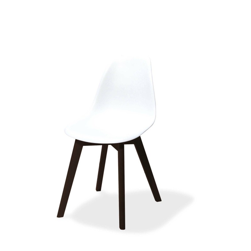 Veba - Keeve chaise empilable sans accoudoirs Blanc structure foncée en bois de bouleau et assise en plastique