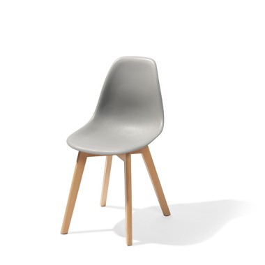 Veba - Keeve chaise empilable sans accoudoirs Gris structure en bois de bouleau et assise en plastique