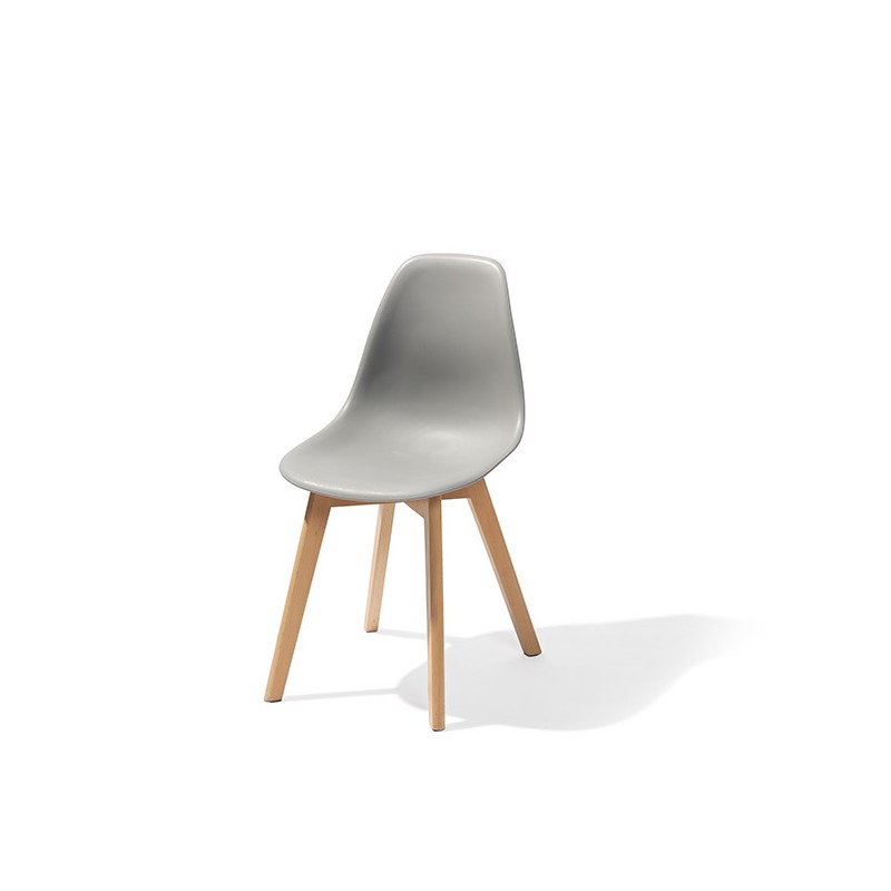 Veba - Keeve chaise empilable sans accoudoirs Gris structure en bois de bouleau et assise en plastique