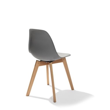 Veba - Keeve chaise empilable sans accoudoirs Gris structure en bois de bouleau et assise en plastique