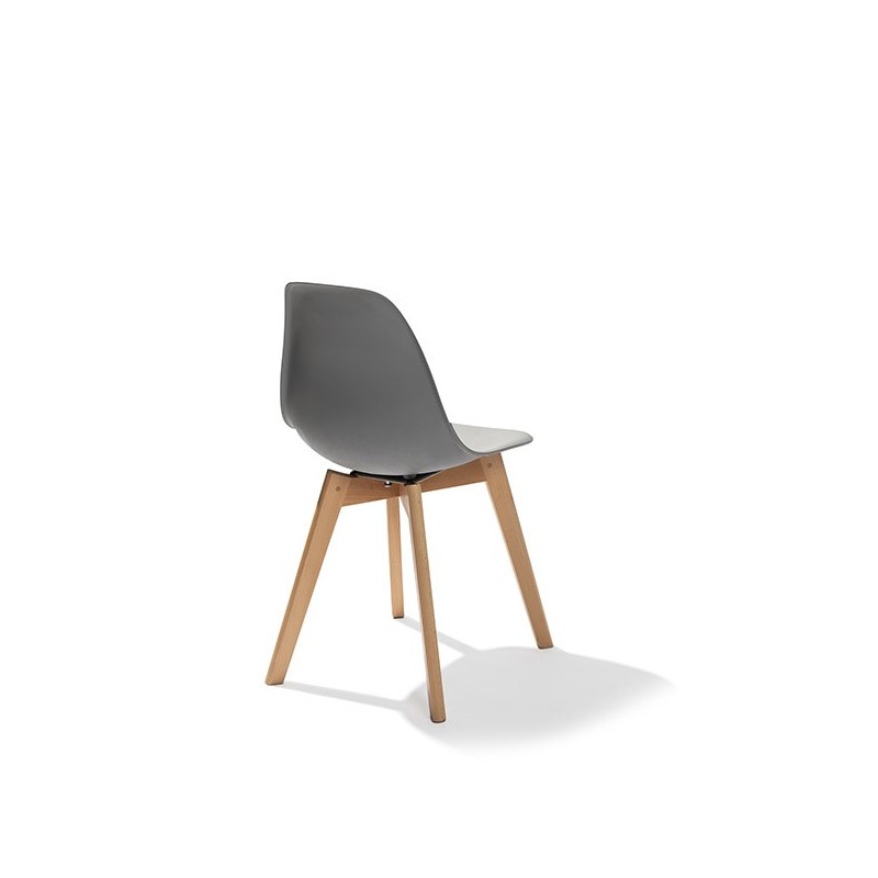 Veba - Keeve chaise empilable sans accoudoirs Gris structure en bois de bouleau et assise en plastique