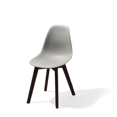 Veba - Keeve chaise empilable sans accoudoirs Gris structure foncée  en bois de bouleau et assise en plastique