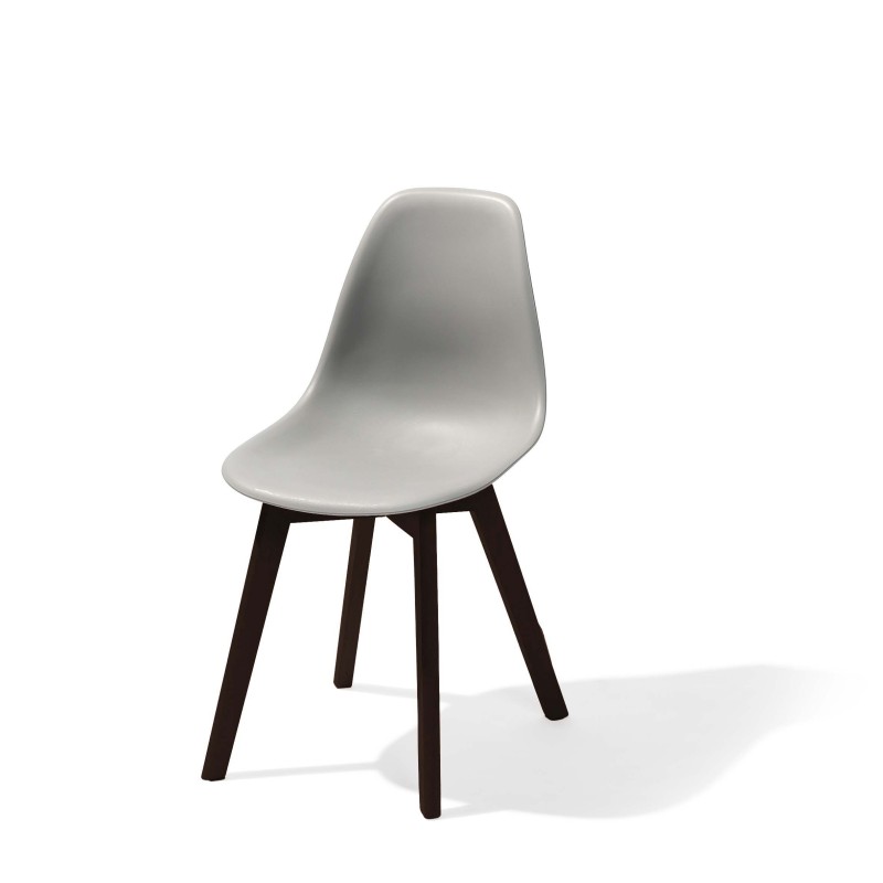 Veba - Keeve chaise empilable sans accoudoirs Gris structure foncée  en bois de bouleau et assise en plastique