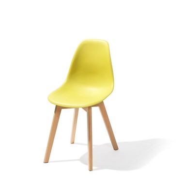 Veba - Keeve chaise empilable sans accoudoirs Jaune structure en bois de bouleau et assise en plastique