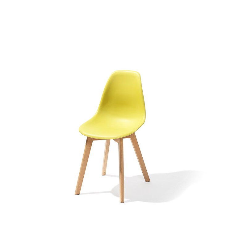 Veba - Keeve chaise empilable sans accoudoirs Jaune structure en bois de bouleau et assise en plastique