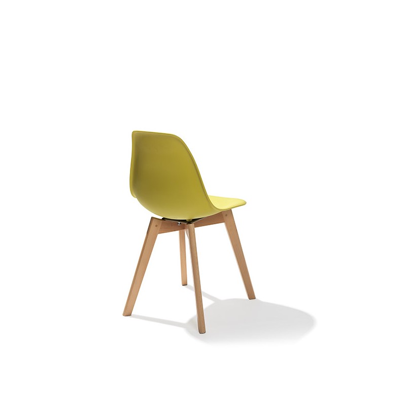 Veba - Keeve chaise empilable sans accoudoirs Jaune structure en bois de bouleau et assise en plastique