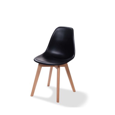 Veba - Keeve chaise empilable sans accoudoir Noir structure en bois de bouleau et assise en plastique