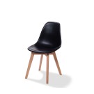 Veba - Keeve chaise empilable sans accoudoir Noir structure en bois de bouleau et assise en plastique