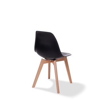 Veba - Keeve chaise empilable sans accoudoir Noir structure en bois de bouleau et assise en plastique