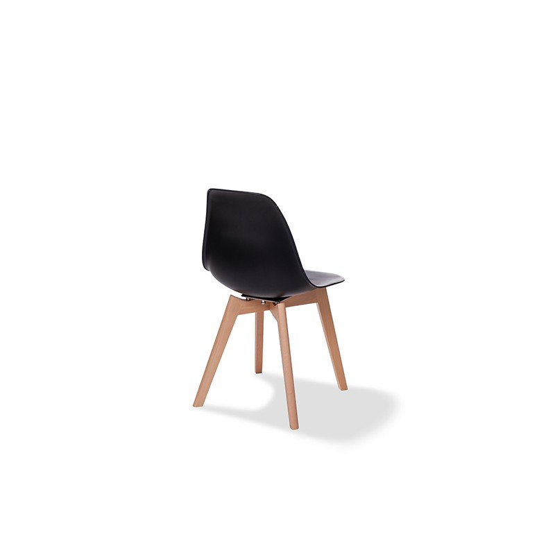 Veba - Keeve chaise empilable sans accoudoir Noir structure en bois de bouleau et assise en plastique