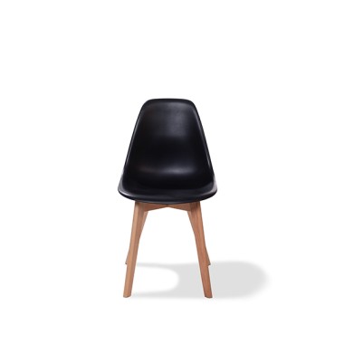 Veba - Keeve chaise empilable sans accoudoir Noir structure en bois de bouleau et assise en plastique
