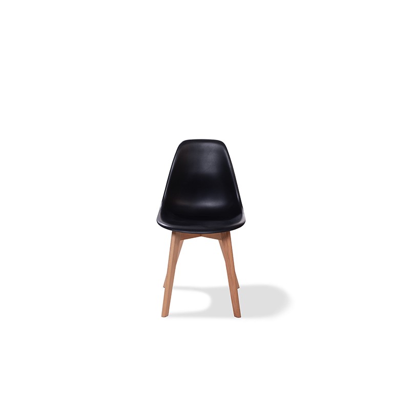 Veba - Keeve chaise empilable sans accoudoir Noir structure en bois de bouleau et assise en plastique