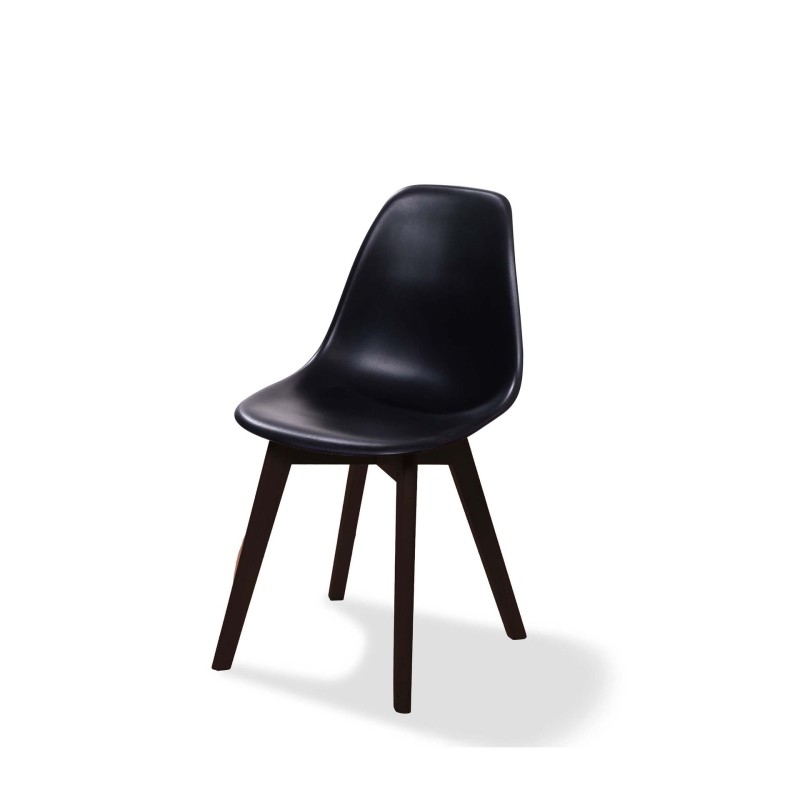 Veba - Keeve chaise empilable sans accoudoirs Noir structure foncée en bois de bouleau et assise en plastique