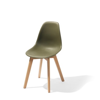 Veba - Keeve chaise empilable sans accoudoirs Vert structure en bois de bouleau et assise en plastique