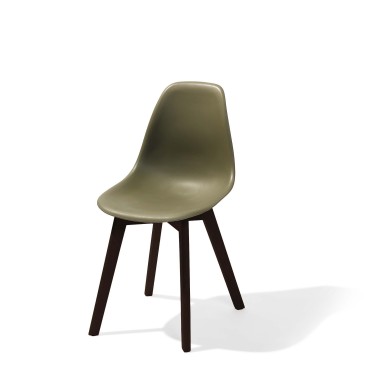 Veba - Keeve chaise empilable sans accoudoirs Vert structure foncée en bois de bouleau et assise en plastique