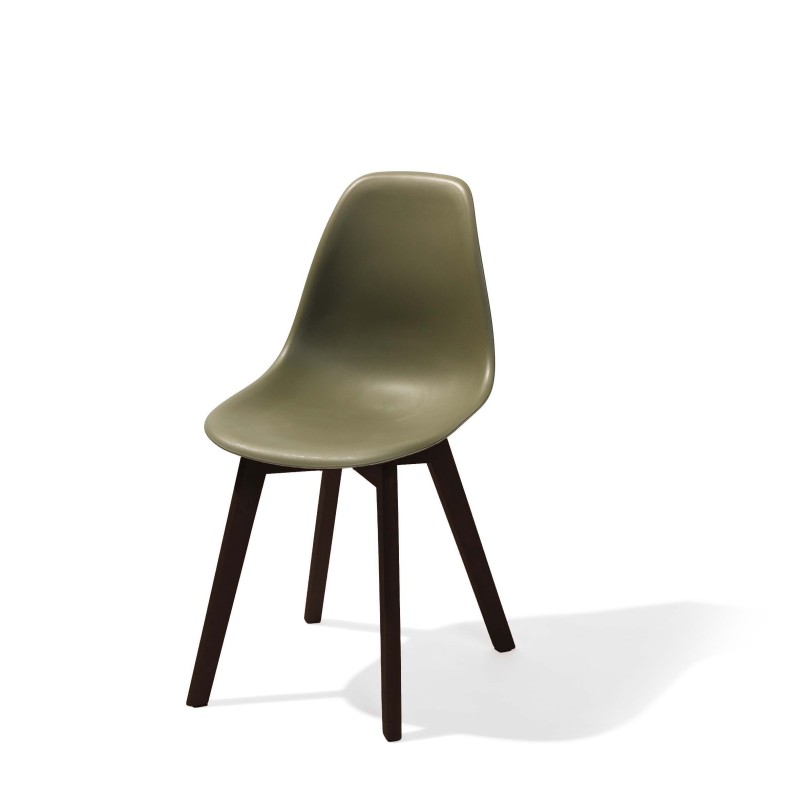 Veba - Keeve chaise empilable sans accoudoirs Vert structure foncée en bois de bouleau et assise en plastique