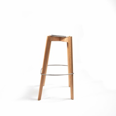 Veba - Keeve tabouret de bar sans accoudoirs Blanc structure en bois de bouleau et assise en plastique