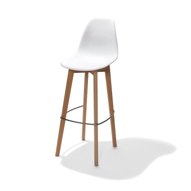 Veba - Keeve tabouret de bar sans accoudoirs Blanc structure en bois de bouleau et assise en plastique